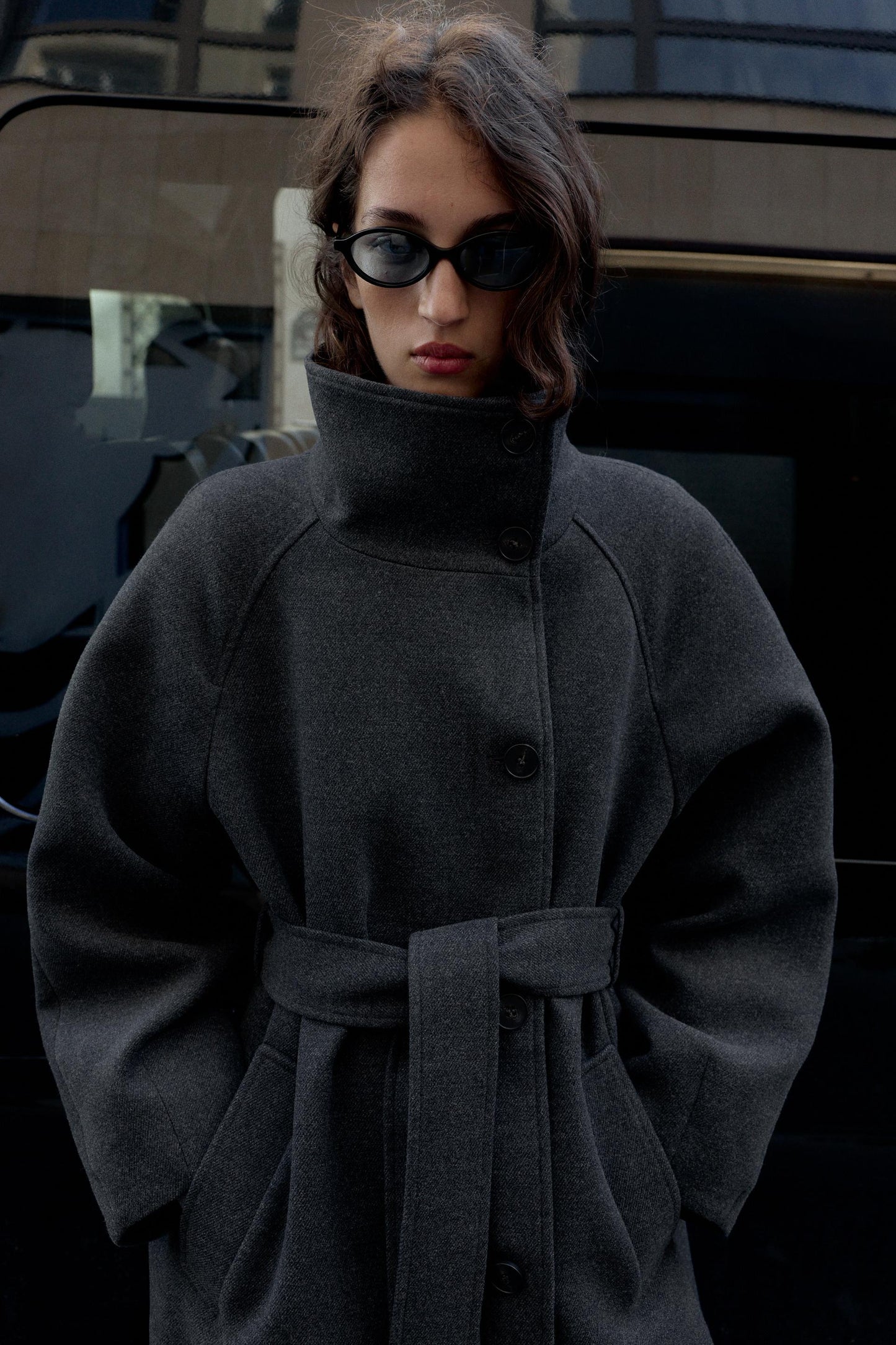 Serenelle | wollen jas met ceintuur