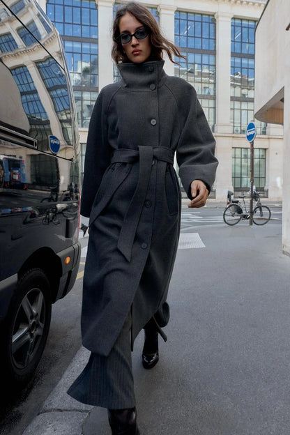 Serenelle | wollen jas met ceintuur